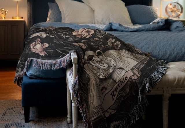 Book Lover Tea and Book Cozy Cottagecore Blanket