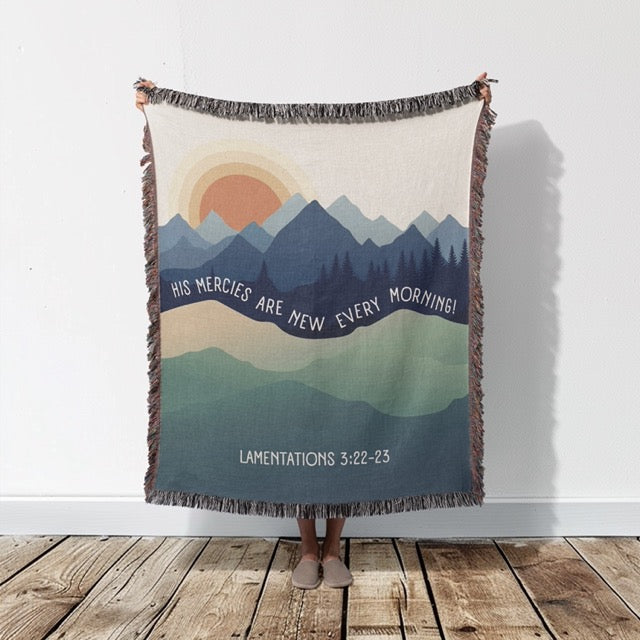 New Mercies Scripture Woven Blanket