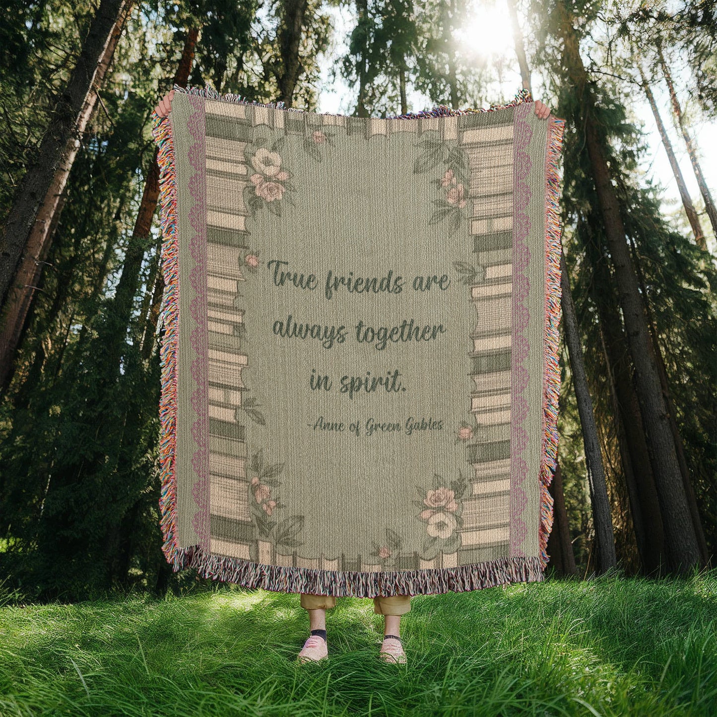 Green Personalized Bookend Border Blanket,