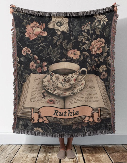 Book Lover Tea and Book Cozy Cottagecore Blanket