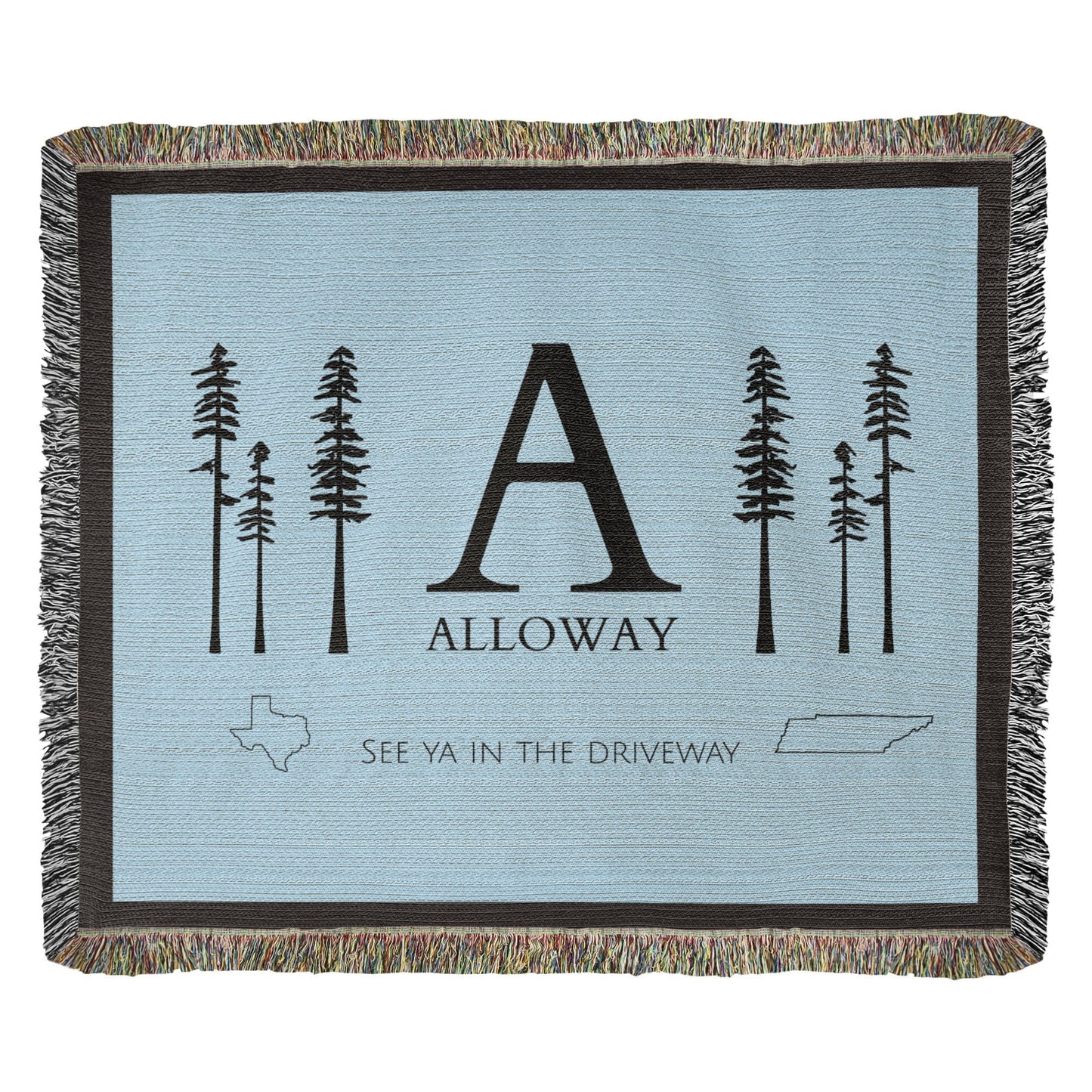 Monogram Pine Tree Blanket- personalized with state and name