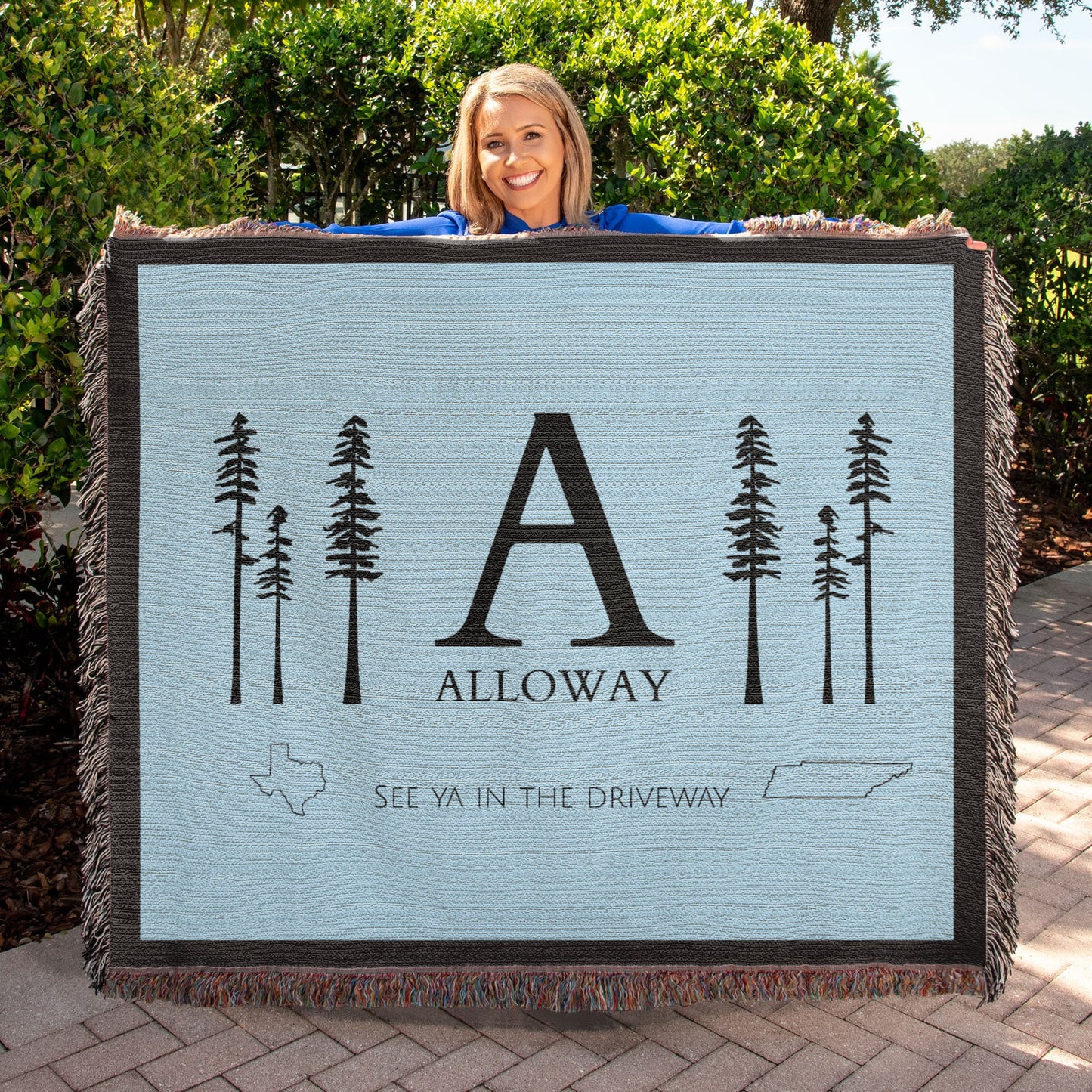 Monogram Pine Tree Blanket- personalized with state and name