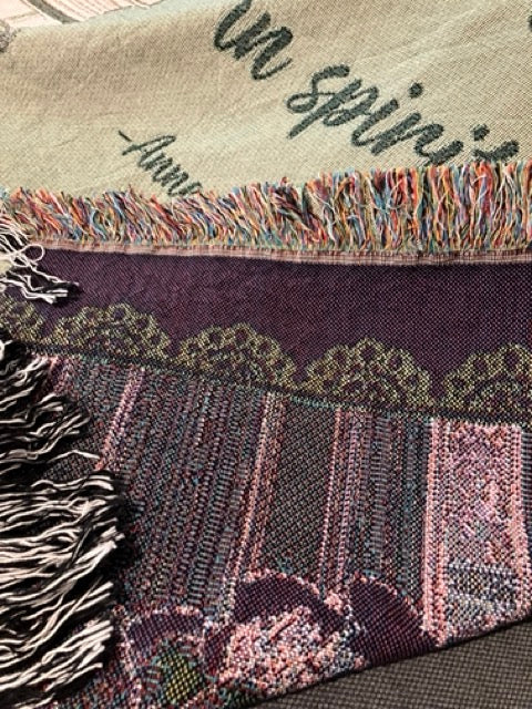 Sage Green Books and Flowers Personalized Blanket